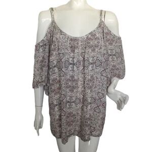 TORRID Top, 2/2X, Cold Shoulder, Strappy back, Flowy, Purple/Gray